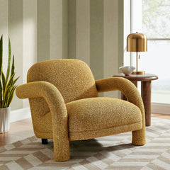 Ferris Mustard Textured Woven Fabric Lounge Chair - Ornate Home