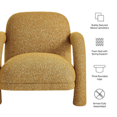 Ferris Mustard Textured Woven Fabric Lounge Chair - Ornate Home