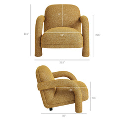 Ferris Mustard Textured Woven Fabric Lounge Chair - Ornate Home