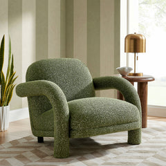 Ferris Olive Textured Woven Fabric Lounge Chair - Ornate Home