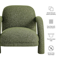Ferris Olive Textured Woven Fabric Lounge Chair - Ornate Home