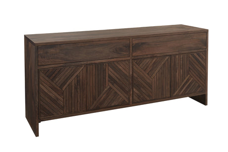 Fevano Four Door Two Drawer Solid Wood Sideboard in Smoked Brown - Ornate Home
