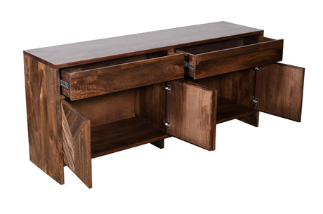 Fevano Four Door Two Drawer Solid Wood Sideboard in Smoked Brown - Ornate Home