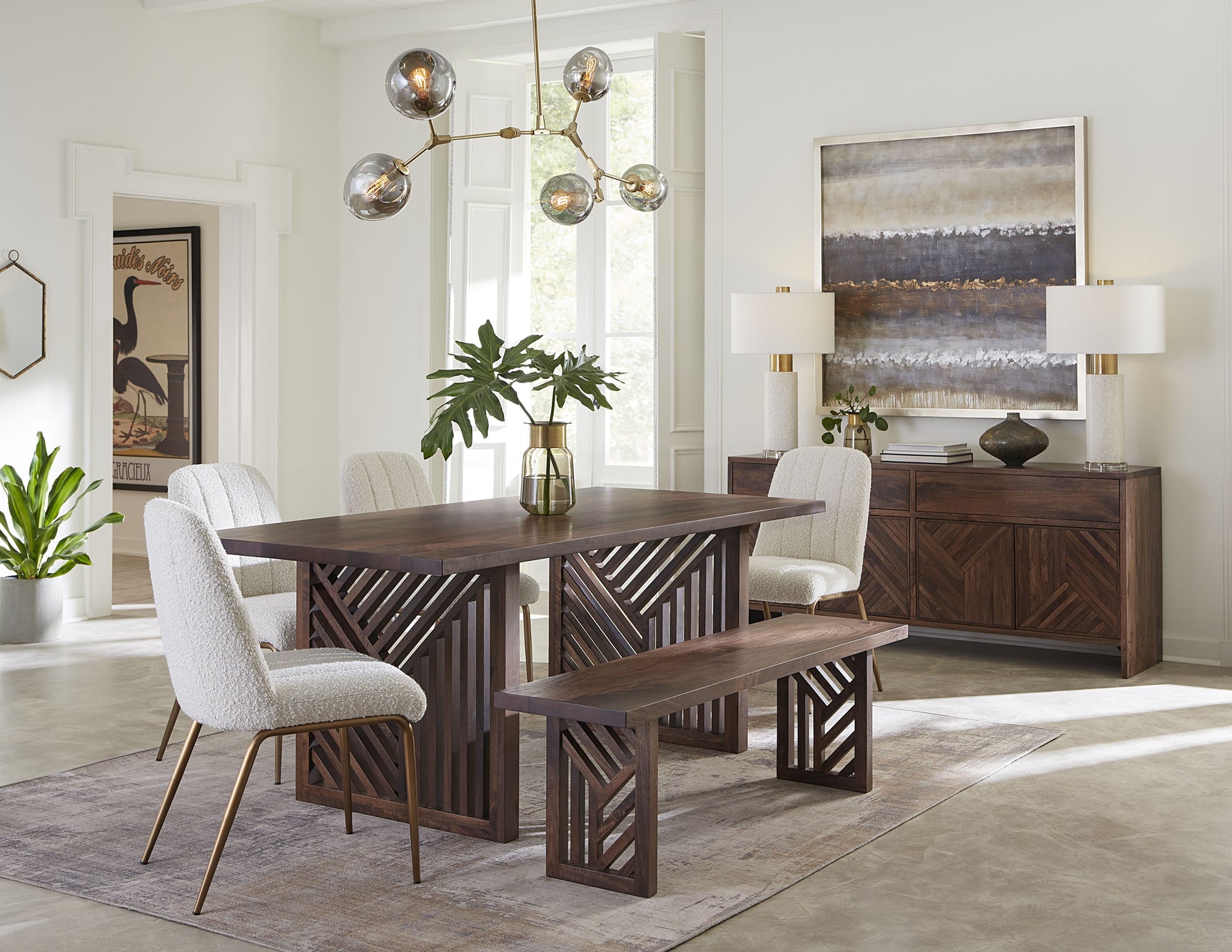 Fevano Solid Wood Dining Bench in Smoked Brown - Ornate Home
