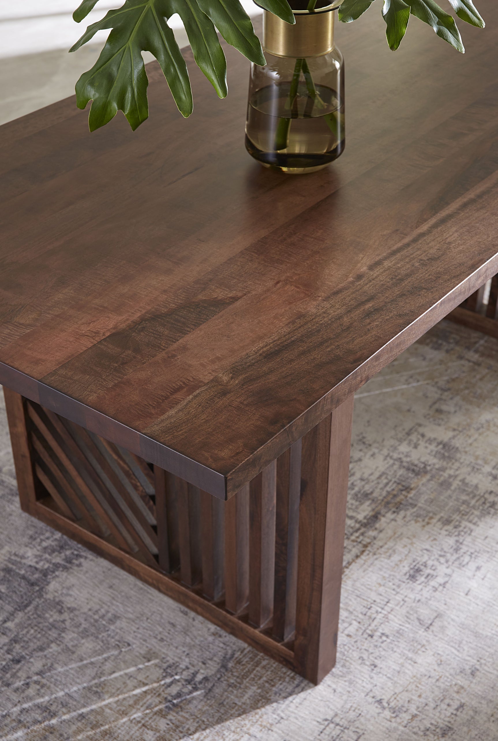 Fevano Solid Wood Rectangular Dining Table in Smoked Brown - Ornate Home