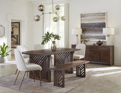 Fevano Solid Wood Rectangular Dining Table in Smoked Brown - Ornate Home