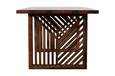 Fevano Solid Wood Rectangular Dining Table in Smoked Brown - Ornate Home