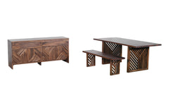 Fevano Solid Wood Rectangular Dining Table in Smoked Brown - Ornate Home