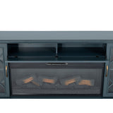 Fidel Dark Blue 74'' TV Console w/ Electric Fireplace - Ornate Home