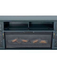 Fidel Dark Blue 74'' TV Console w/ Electric Fireplace - Ornate Home