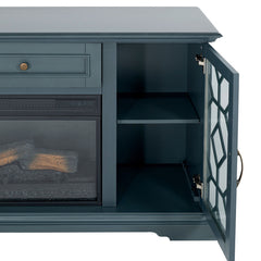 Fidel Dark Blue 74'' TV Console w/ Electric Fireplace - Ornate Home