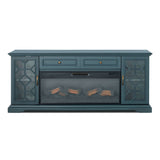 Fidel Dark Blue 74'' TV Console w/ Electric Fireplace - Ornate Home