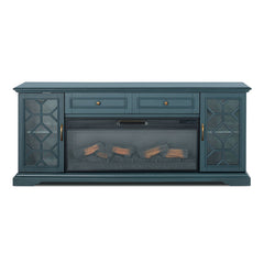 Fidel Dark Blue 74'' TV Console w/ Electric Fireplace - Ornate Home