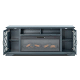 Fidel Dark Blue 74'' TV Console w/ Electric Fireplace - Ornate Home