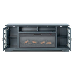 Fidel Dark Blue 74'' TV Console w/ Electric Fireplace - Ornate Home
