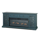 Fidel Dark Blue 74'' TV Console w/ Electric Fireplace - Ornate Home
