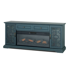 Fidel Dark Blue 74'' TV Console w/ Electric Fireplace - Ornate Home