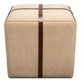 Field & Hide Beige Strap Canvas & Leather Stool - Ornate Home