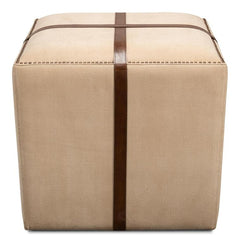 Field & Hide Beige Strap Canvas & Leather Stool - Ornate Home