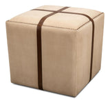 Field & Hide Beige Strap Canvas & Leather Stool - Ornate Home