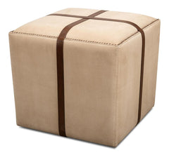 Field & Hide Beige Strap Canvas & Leather Stool - Ornate Home