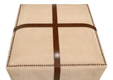 Field & Hide Beige Strap Canvas & Leather Stool - Ornate Home