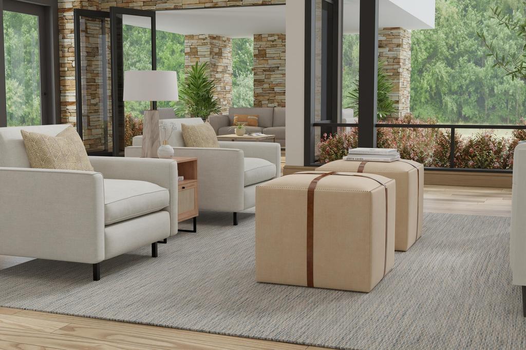 Field & Hide Beige Strap Canvas & Leather Stool - Ornate Home