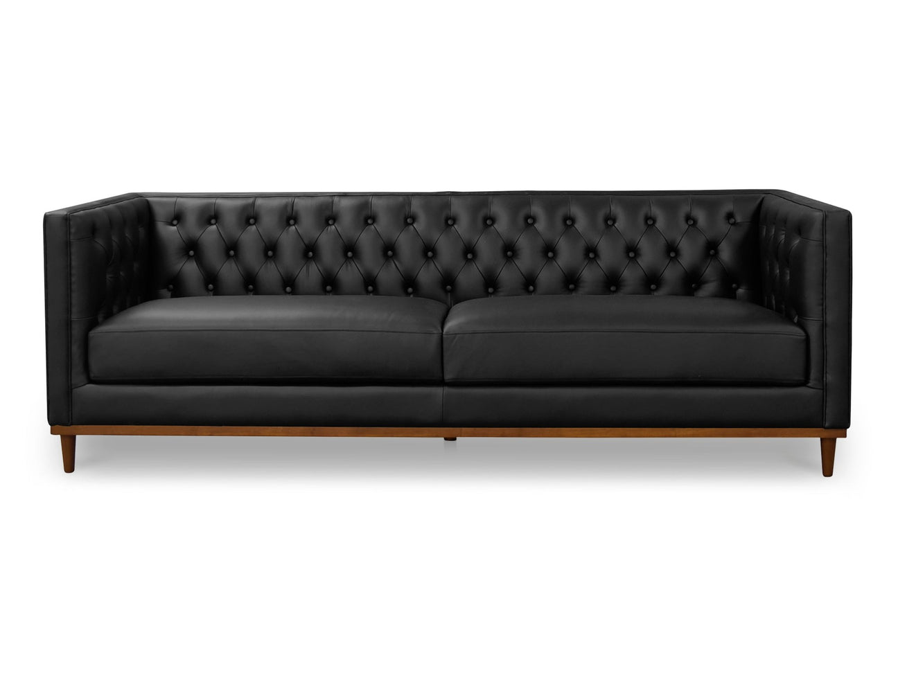 Fielder Black Leather Sofa - Ornate Home