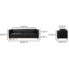 Fielder Black Leather Sofa - Ornate Home