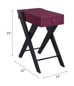 Fierce Burgundy & Black Side Table (USB Charging Dock) - Ornate Home