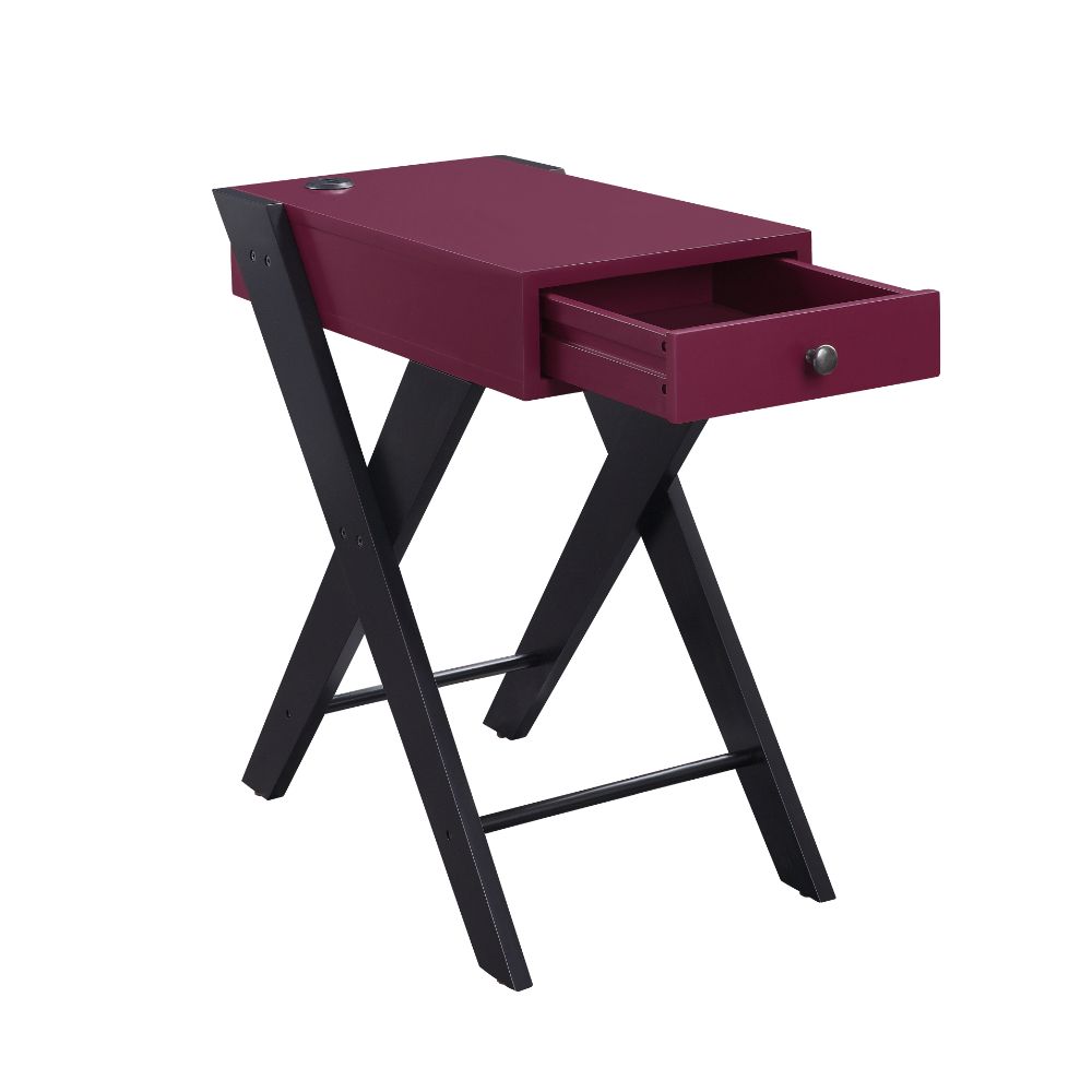 Fierce Burgundy & Black Side Table (USB Charging Dock) - Ornate Home