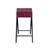 Fierce Burgundy & Black Side Table (USB Charging Dock) - Ornate Home