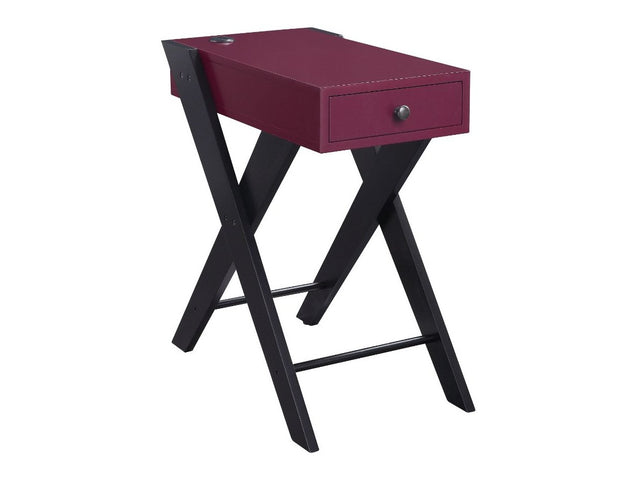 Fierce Burgundy & Black Side Table (USB Charging Dock) - Ornate Home