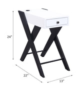 Fierce White & Black Side Table (USB Charging Dock) - Ornate Home