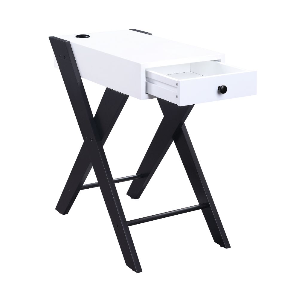 Fierce White & Black Side Table (USB Charging Dock) - Ornate Home