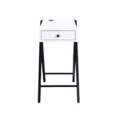 Fierce White & Black Side Table (USB Charging Dock) - Ornate Home
