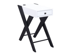 Fierce White & Black Side Table (USB Charging Dock) - Ornate Home
