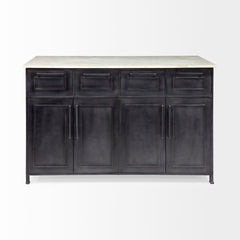 Fieri Black/White Solid Iron Body Marble Top Four Drawer Kitchen Island - Ornate Home