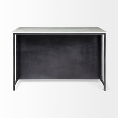 Fieri Black/White Solid Iron Body Marble Top Four Drawer Kitchen Island - Ornate Home