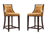 Fifth Ave Counter Stool in Camel and Dark Walnut (set of 2) - Ornate Home