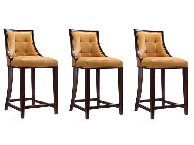 Fifth Ave Counter Stool in Camel and Dark Walnut (set of 3) - Ornate Home