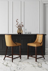 Fifth Ave Counter Stool in Camel and Dark Walnut (set of 3) - Ornate Home