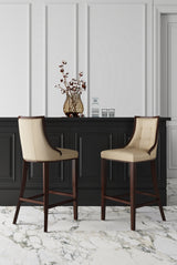 Fifth Ave Counter Stool in Cream and Dark Walnut - Ornate Home