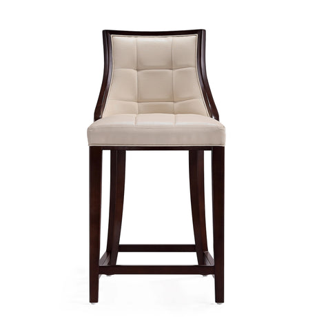 Fifth Ave Counter Stool in Cream and Dark Walnut - Ornate Home