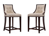 Fifth Ave Counter Stool in Cream and Dark Walnut (set of 2) - Ornate Home