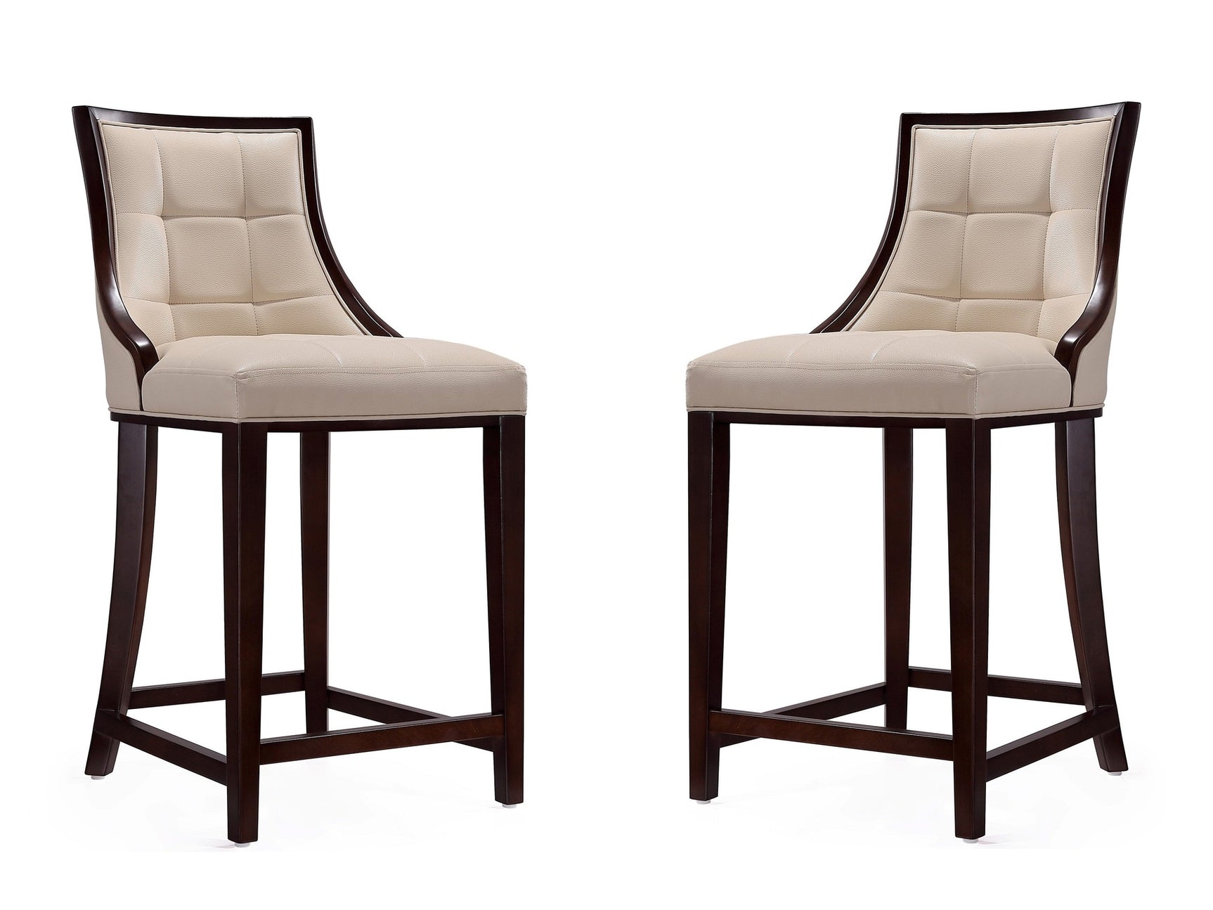 Fifth Ave Counter Stool in Cream and Dark Walnut (set of 2) - Ornate Home