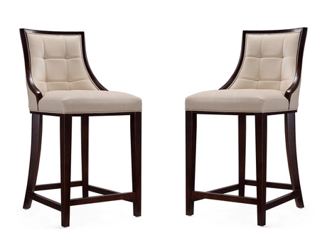 Fifth Ave Counter Stool in Cream and Dark Walnut (set of 2) - Ornate Home