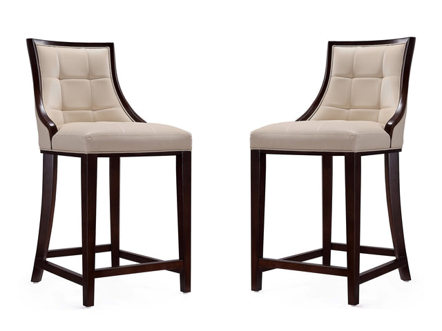 Fifth Ave Counter Stool in Cream and Dark Walnut (set of 2) - Ornate Home