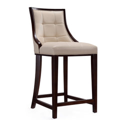 Fifth Ave Counter Stool in Cream and Dark Walnut (set of 2) - Ornate Home