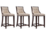 Fifth Ave Counter Stool in Cream and Dark Walnut (set of 3) - Ornate Home